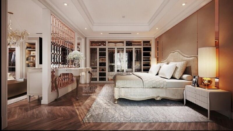 Sắp xếp nội thất phòng ngủ master phong cách đương đại đẹp, sang trọng cho biệt thự, nhà phố, chung cư cao cấp. Mẫu thiết kế nội thất biệt thự đẹp