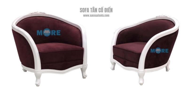 Thiết kế, sản xuất sofa đơn tân cổ điển MS-013 gỗ tự nhiên Tần bì, bọc nỉ cao cấp nhập khẩu màu nâu đơn giản cho phòng khách chung cư, biệt thự sofa tân cổ điển