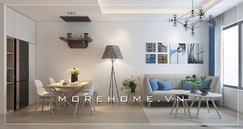 Bàn trà đôi hình tròn đóng vai trò là điểm nhấn giúp không gian phòng khách trở nên sang, ấn tượng hơn.