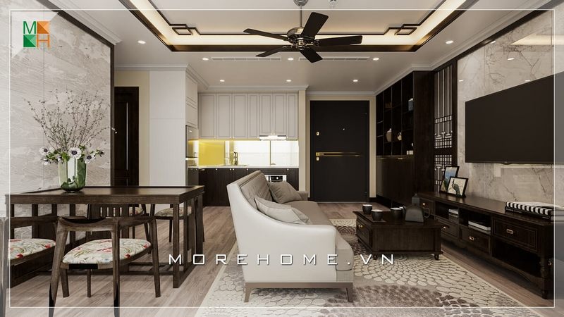 Thiết kế phòng khách liền phòng ăn hiện là một trong những xu hướng thiết kế được nhiều gia chủ lựa chọn tạo nên sự tiện nghi cho không gian sinh hoạt chung cư gia đình.